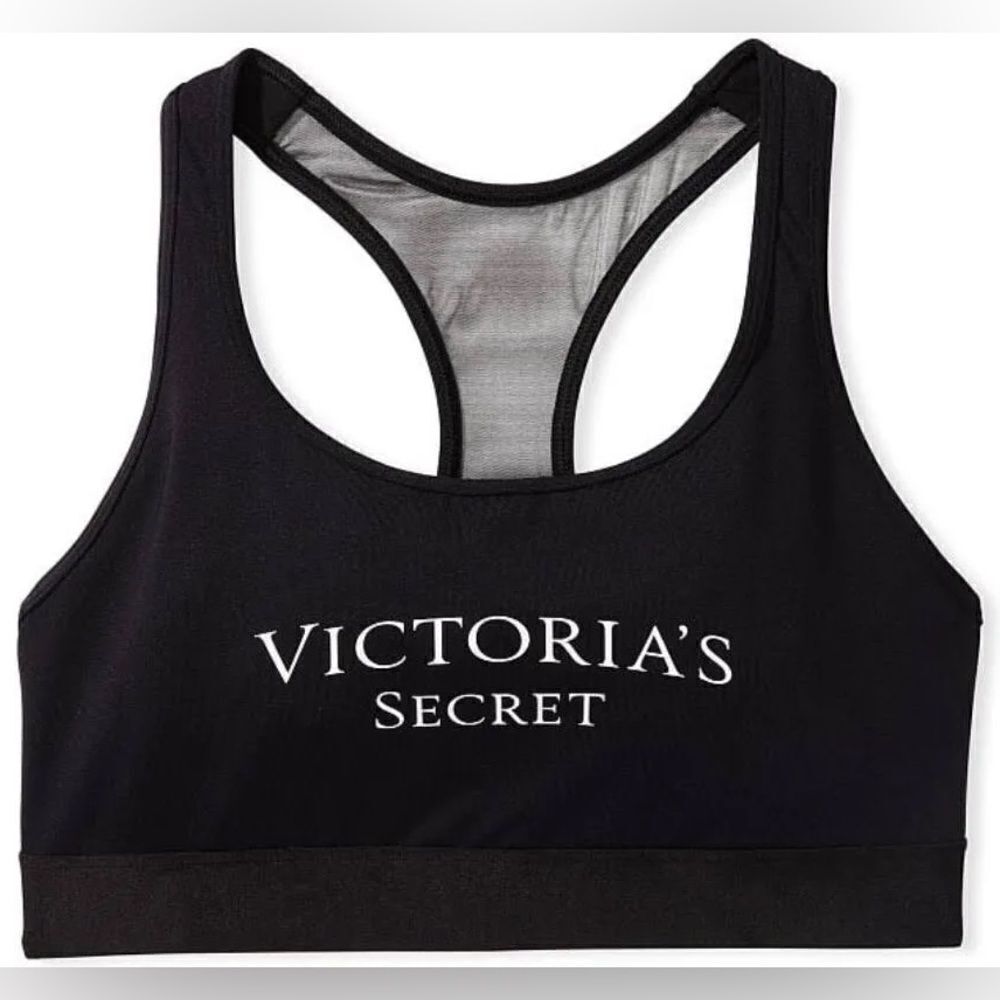 Victorias Secret The Player Unlined Racerback Sport Bra Medium Support Black XL